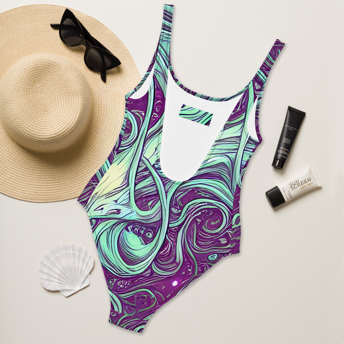 One-Piece Swimsuit - Temple Swirls