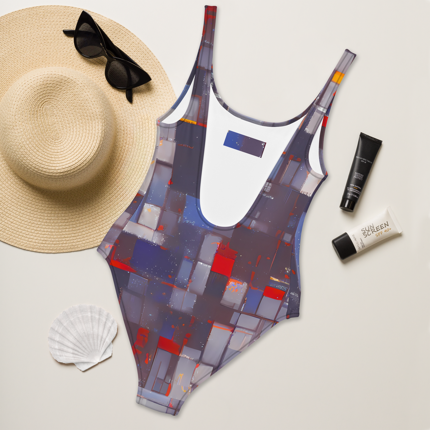 One-Piece Swimsuit - Cubist Rhythm