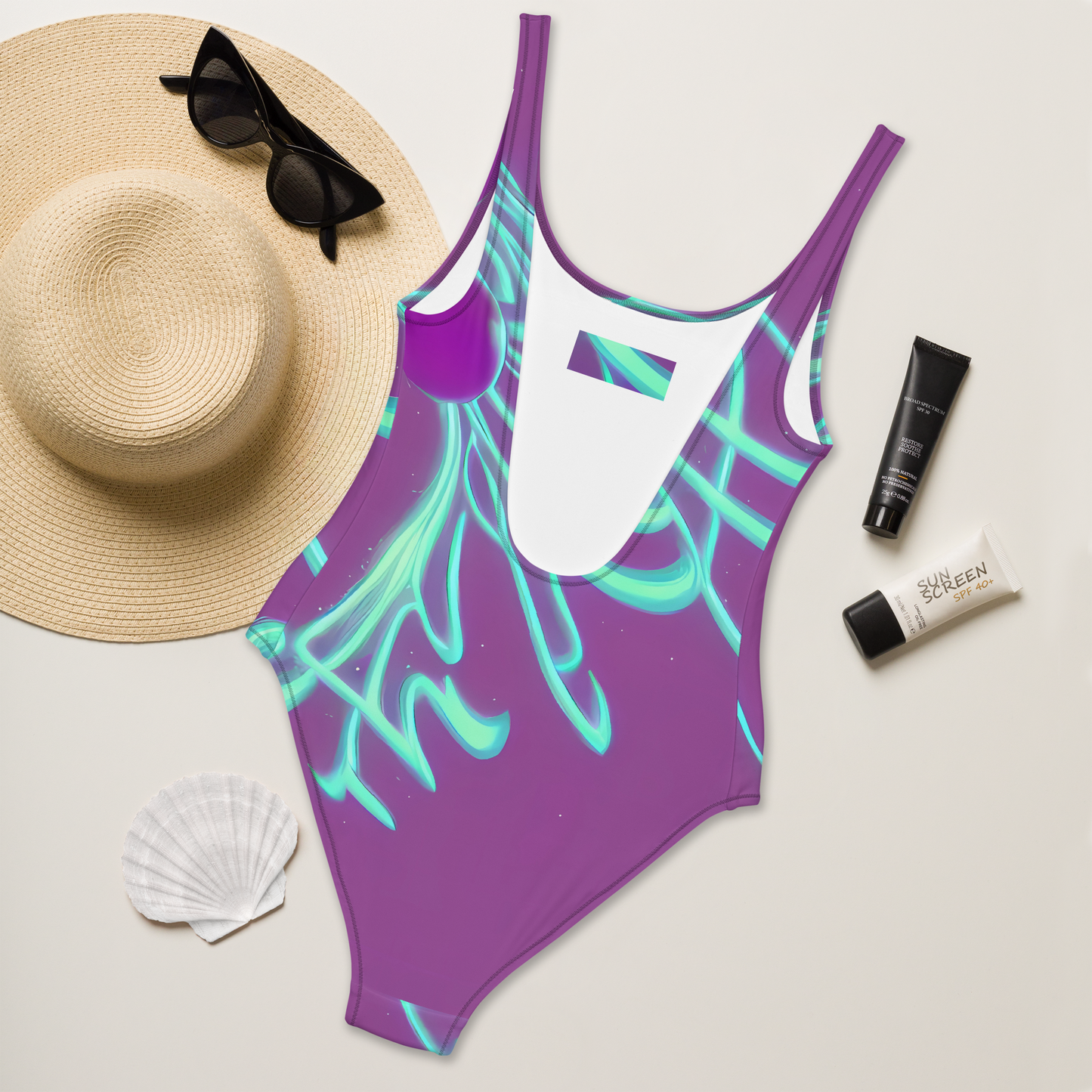 One-Piece Swimsuit - Neon Drift