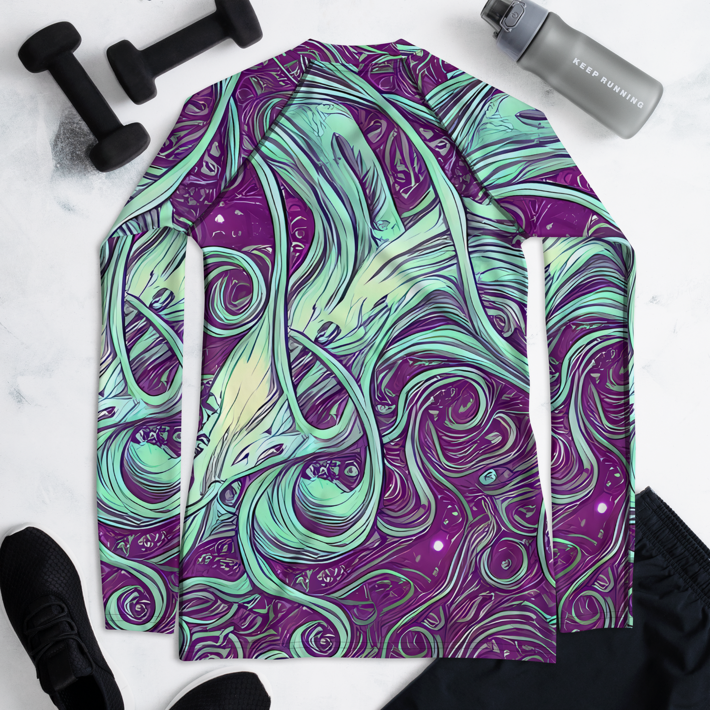 Women's Rash Guard - Temple Swirls