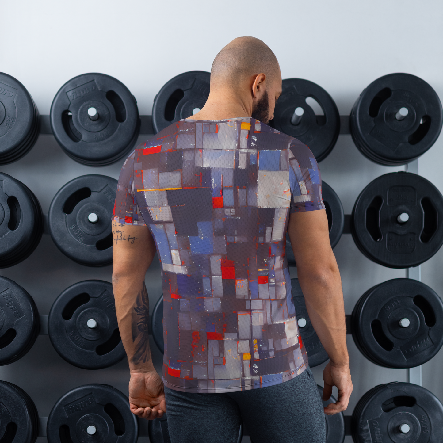 Men's Athletic T-Shirt - Cubist Rhythm