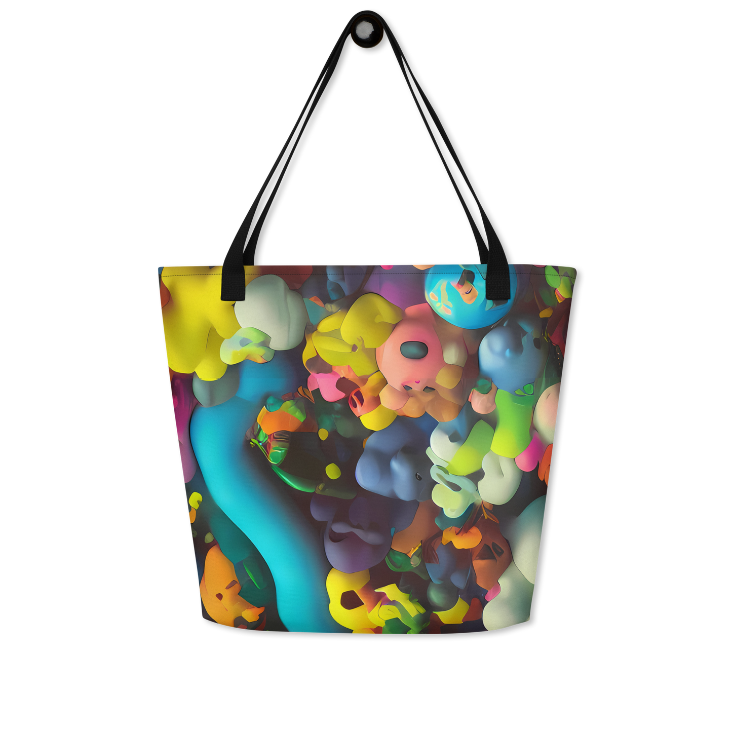 Large Tote Bag w/ Pocket - Bubble Pop Art