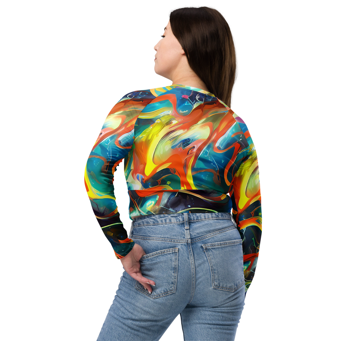 Long Sleeve Crop Top - Cecily’S Swirl
