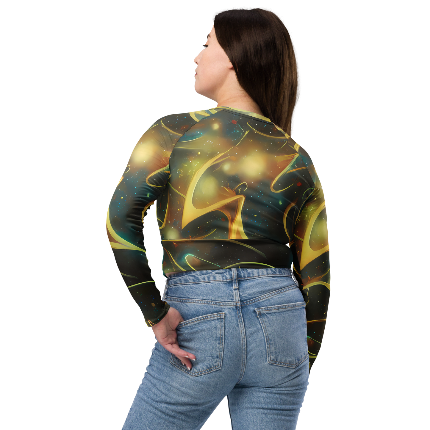 Long Sleeve Crop Top - Whispering Galaxies