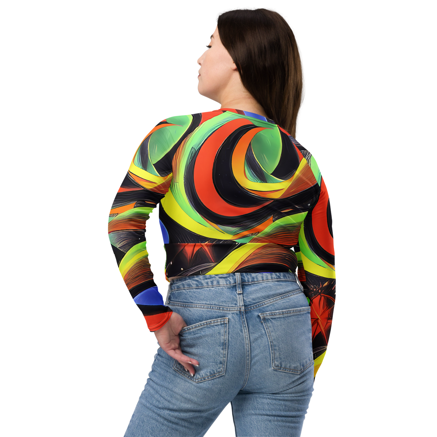 Long Sleeve Crop Top - Tenggren Whirl
