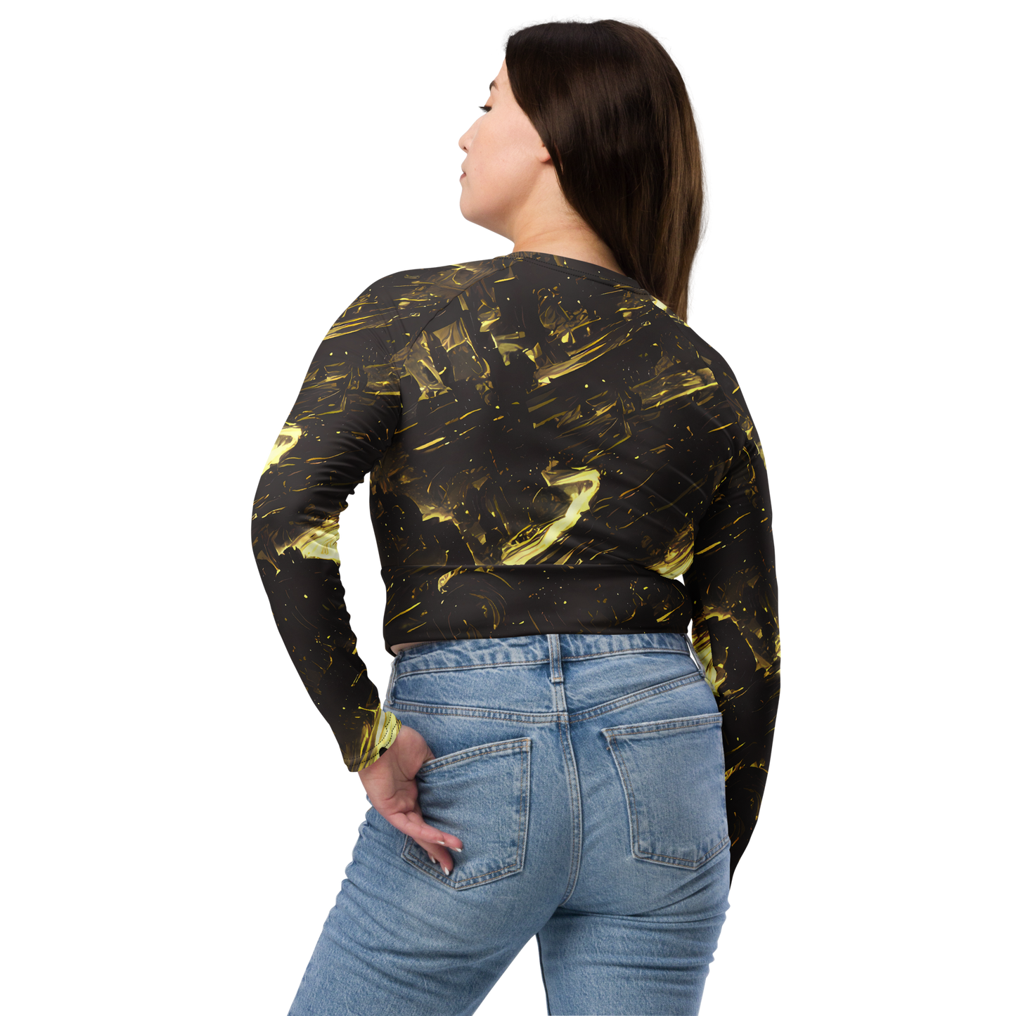 Long Sleeve Crop Top - Oceanic Echo