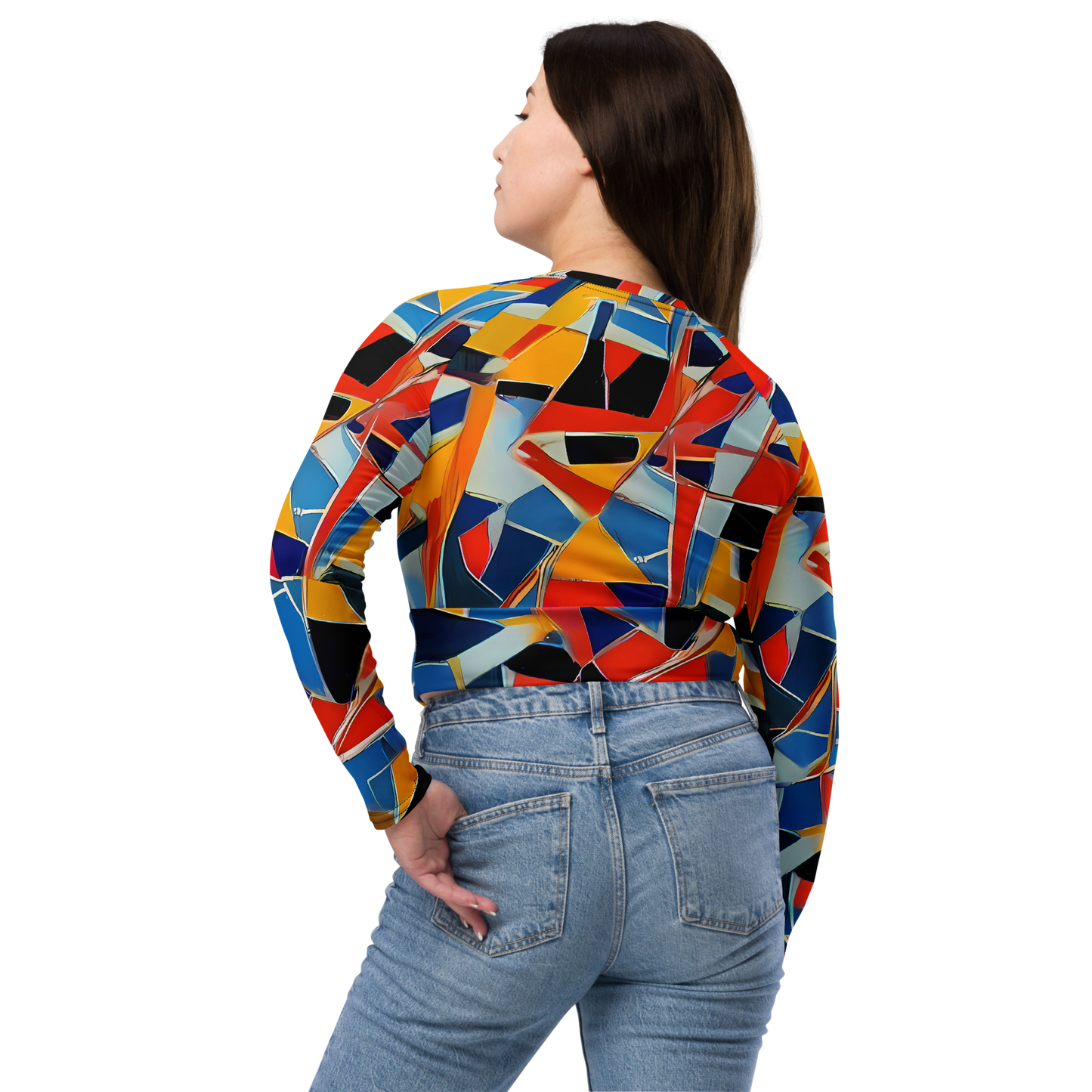 Long Sleeve Crop Top - Abstract Mingle