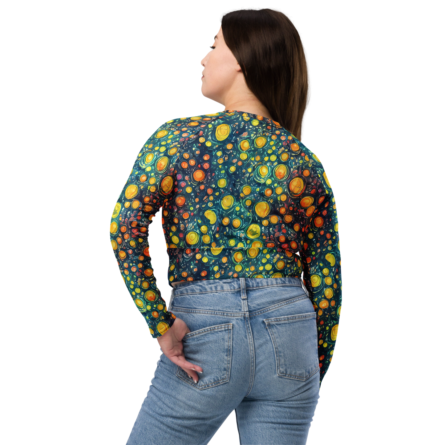 Long Sleeve Crop Top - Starry Orbits