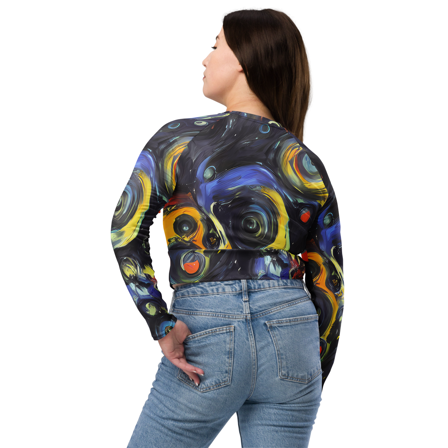 Long Sleeve Crop Top - Corinthian Swirl
