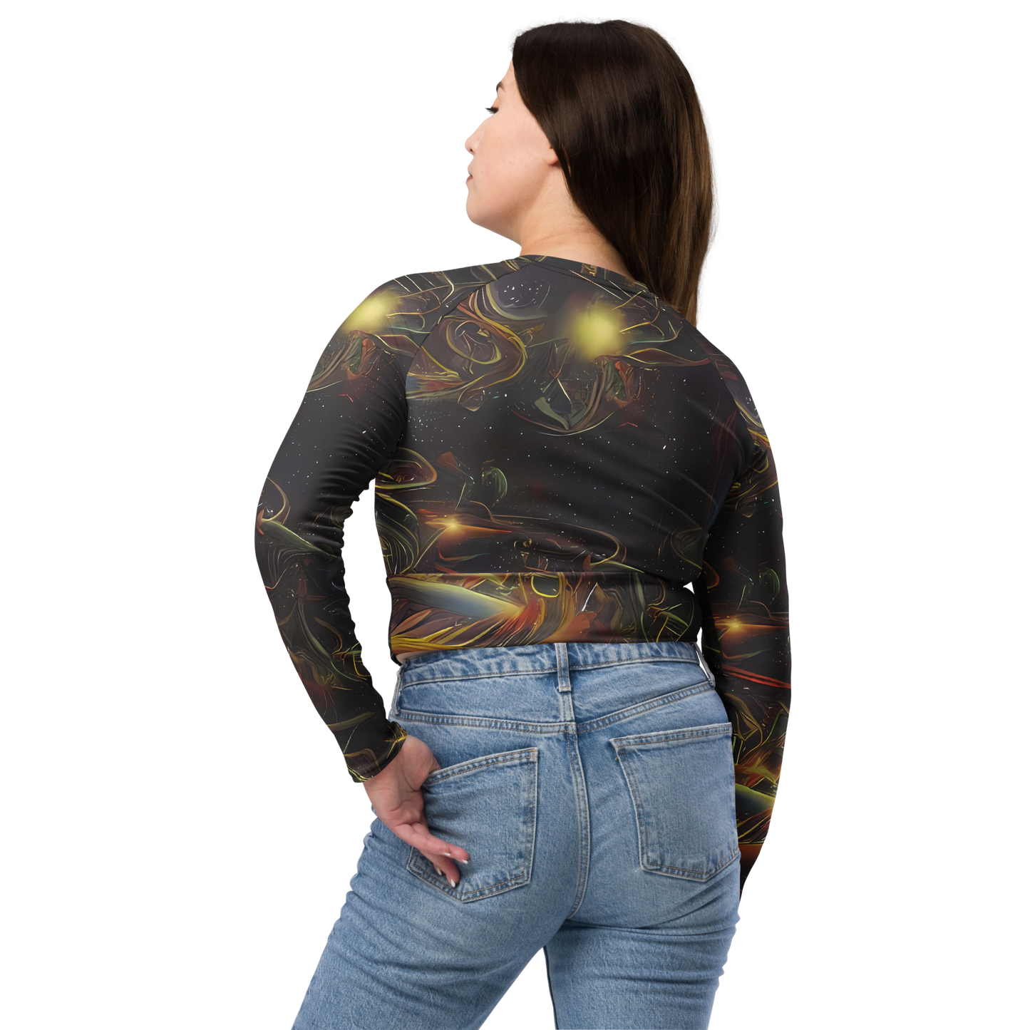 Long Sleeve Crop Top - Galactic Swirl