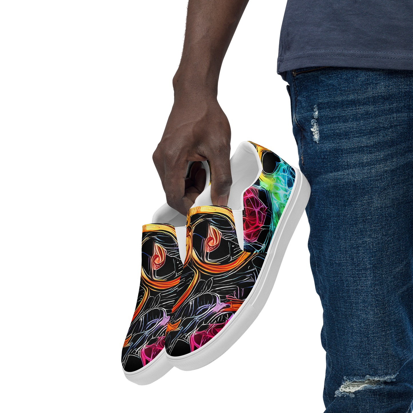 Men's Slip-On Canvas Shoes - Psychedelic Pulsar