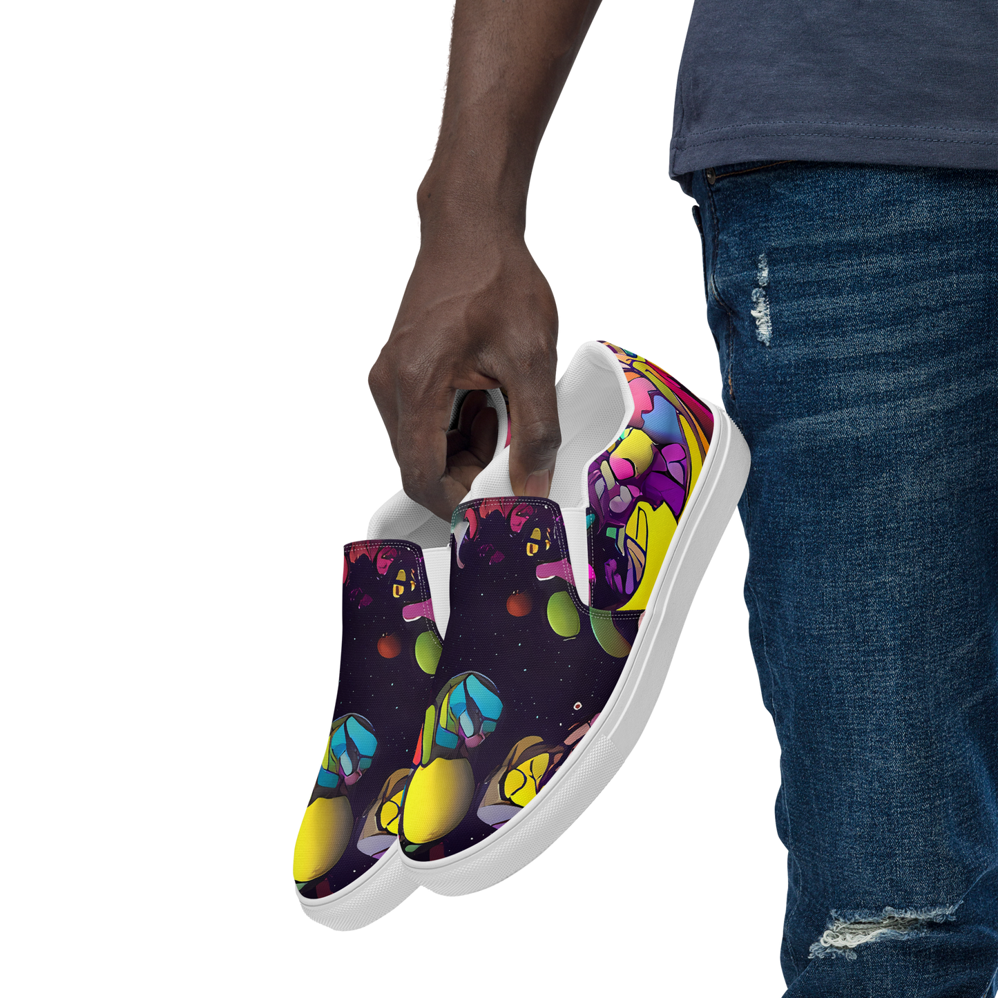 Men's Slip-On Canvas Shoes - Galactic Playground