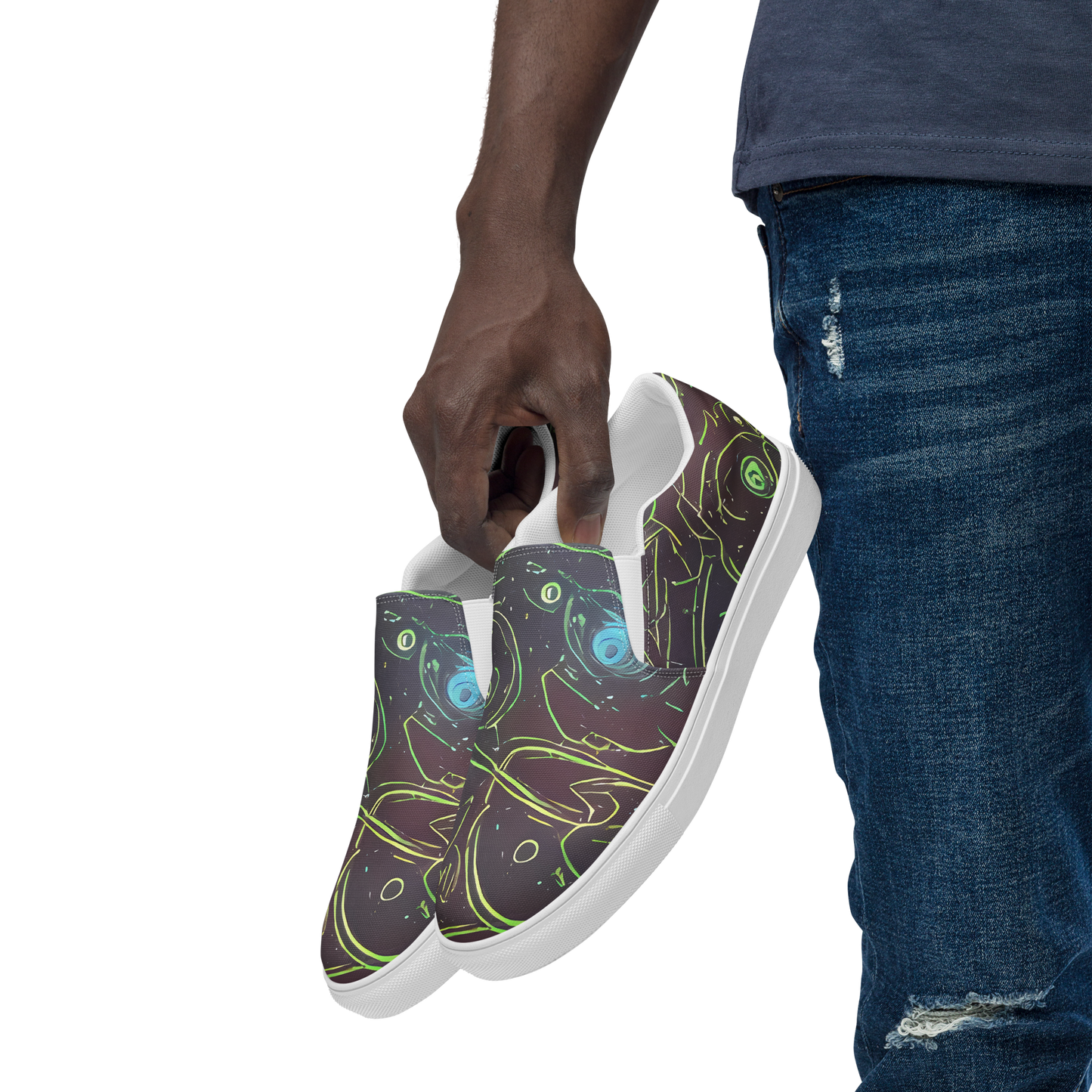 Men's Slip-On Canvas Shoes - Starfield Scrolls