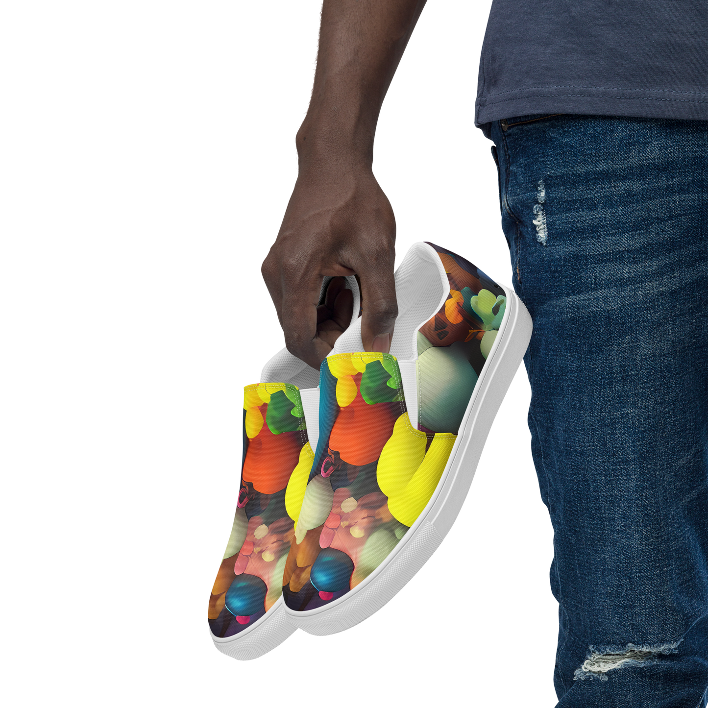 Men's Slip-On Canvas Shoes - Bubble Pop Art