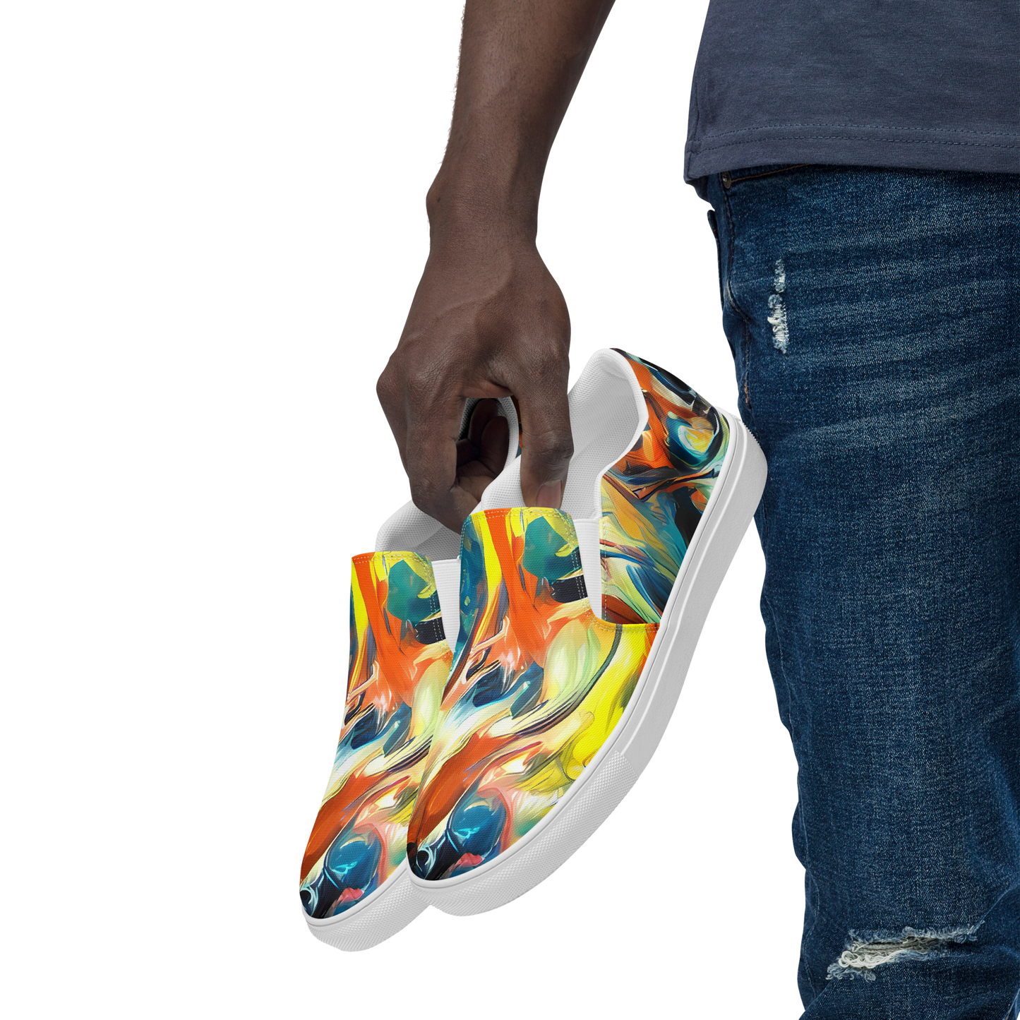 Men's Slip-On Canvas Shoes - Chromatic Vortex