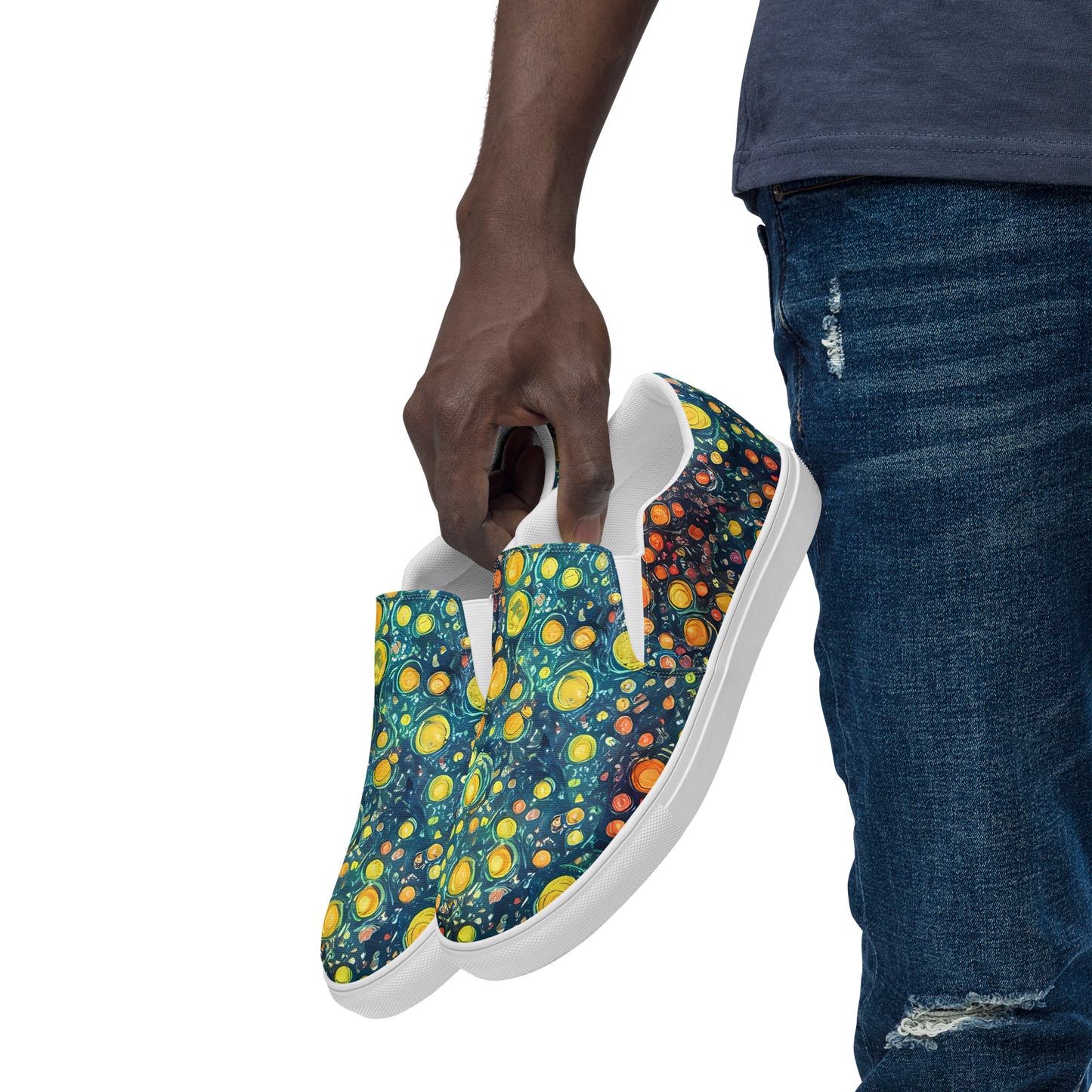 Men's Slip-On Canvas Shoes - Starry Orbits