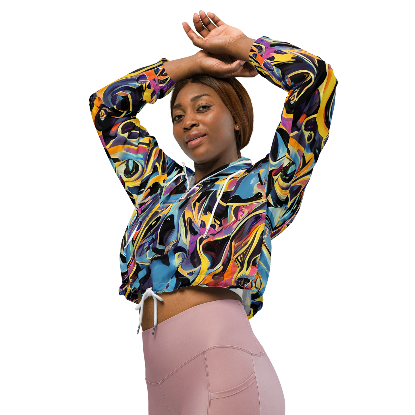 Women's Cropped Windbreaker - Newtonian Rhapsody