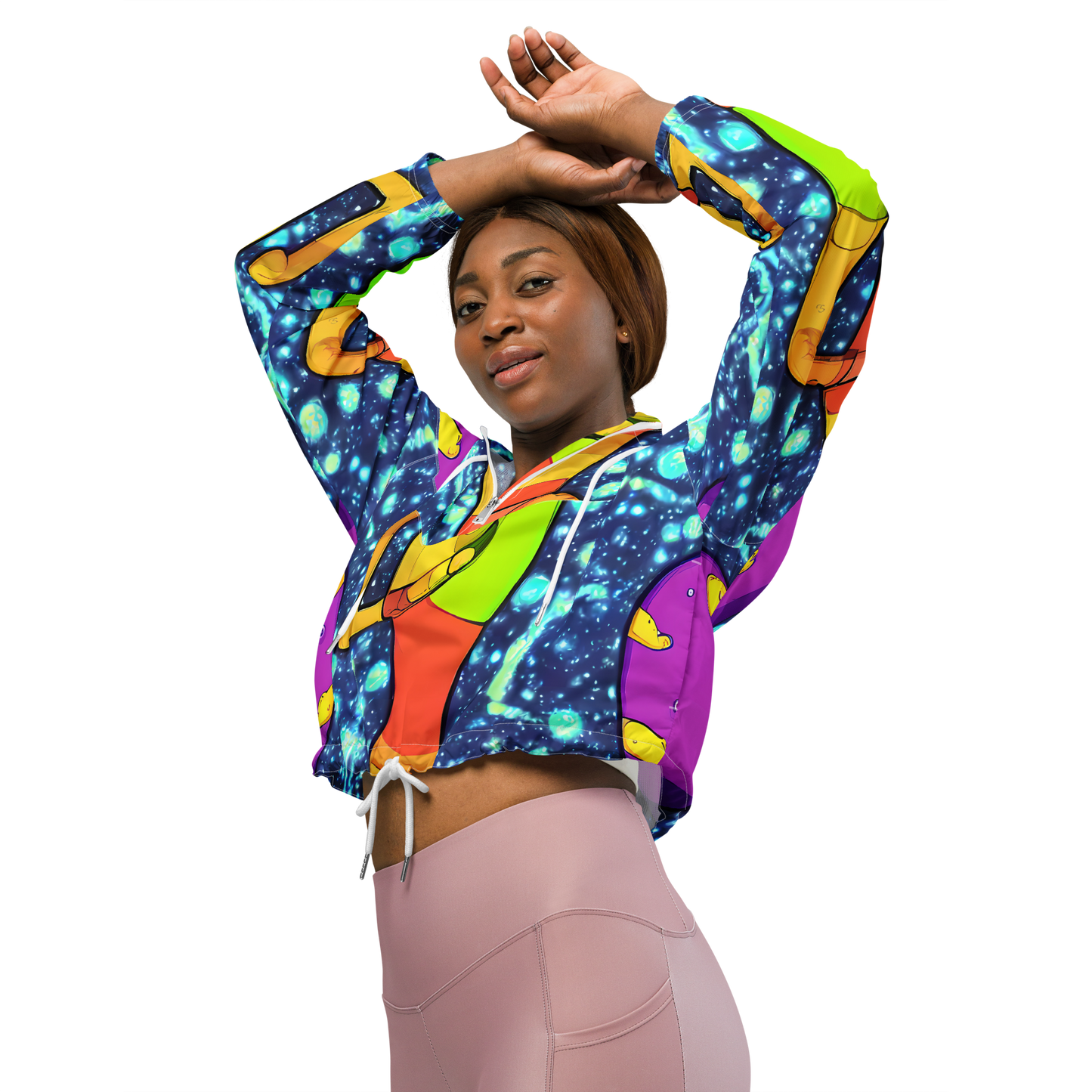 Women's Cropped Windbreaker - Cosmic Siblings