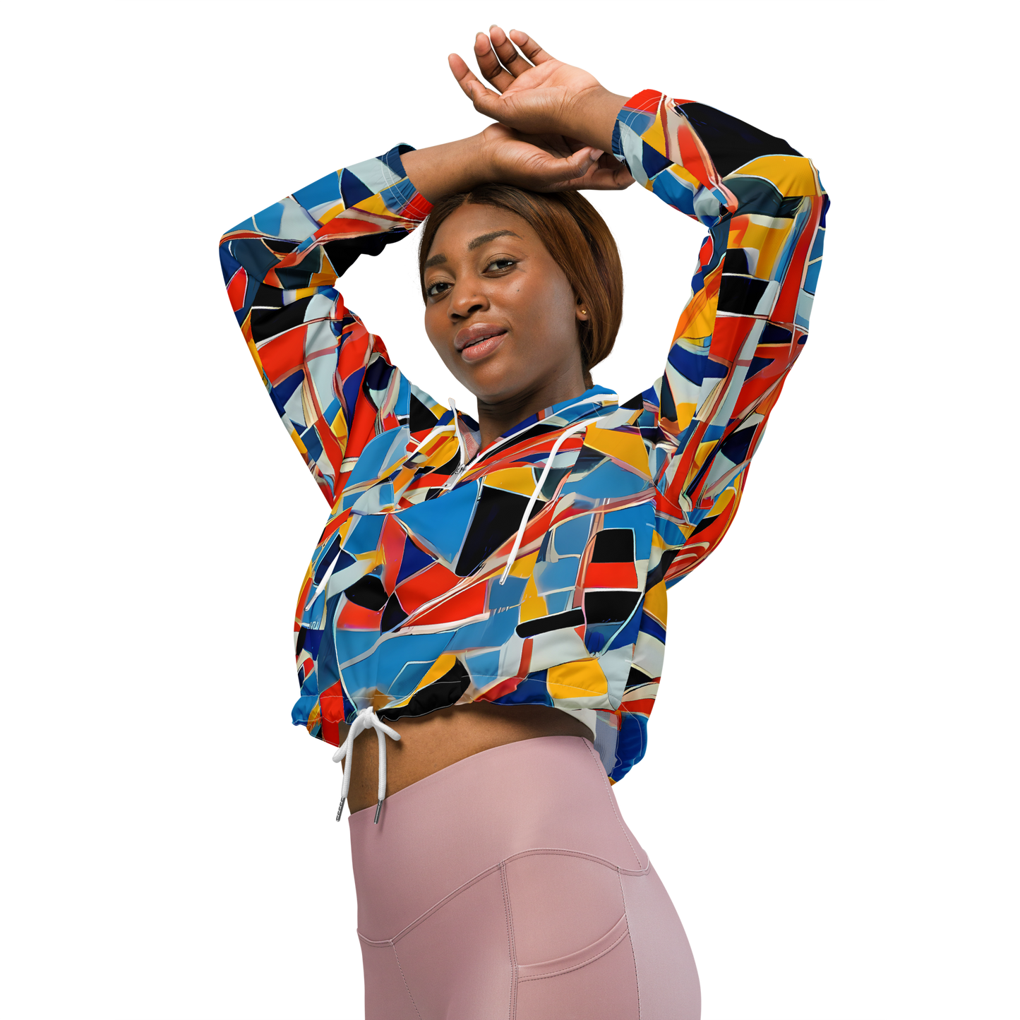 Women's Cropped Windbreaker - Abstract Mingle