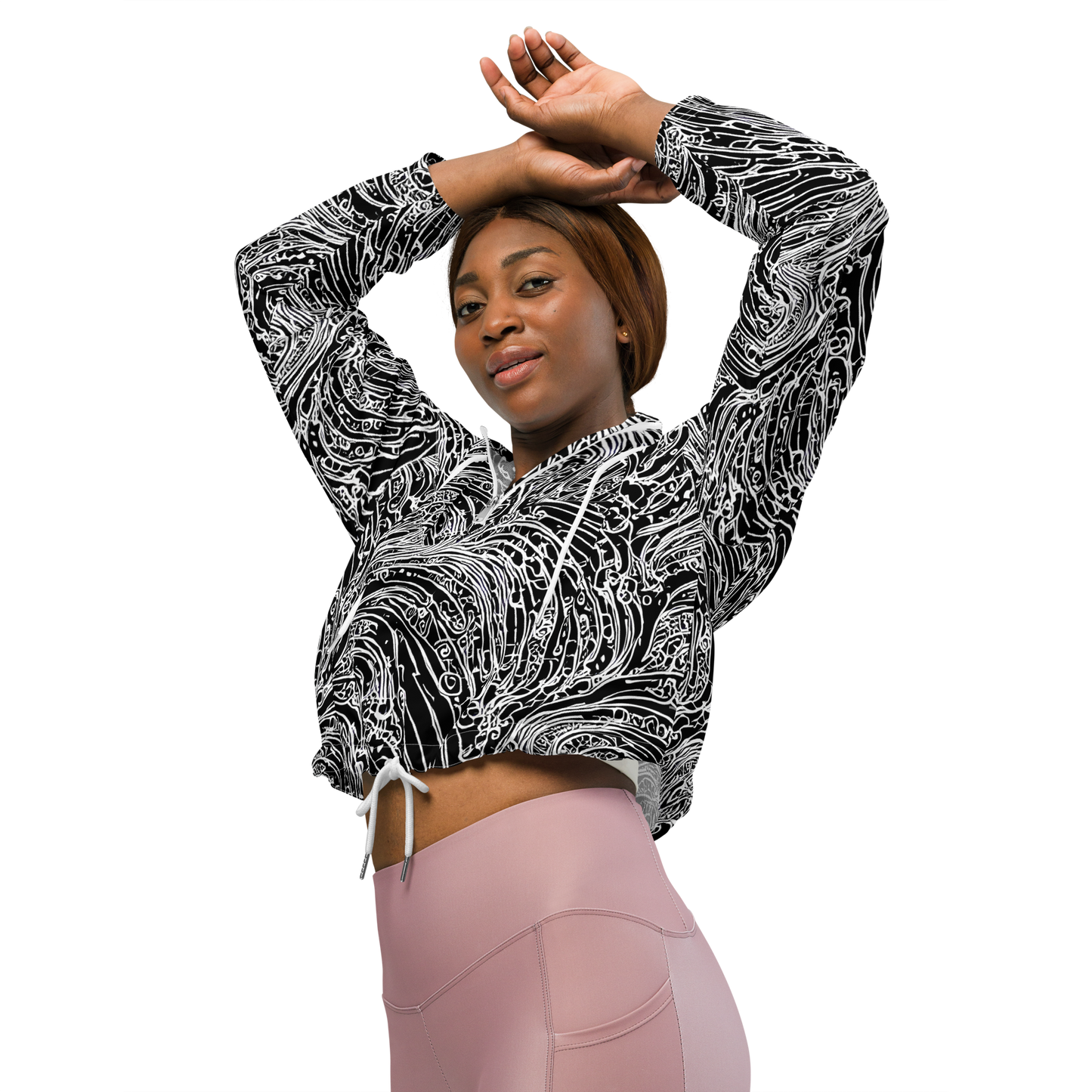 Women's Cropped Windbreaker - Stellar Tsunami