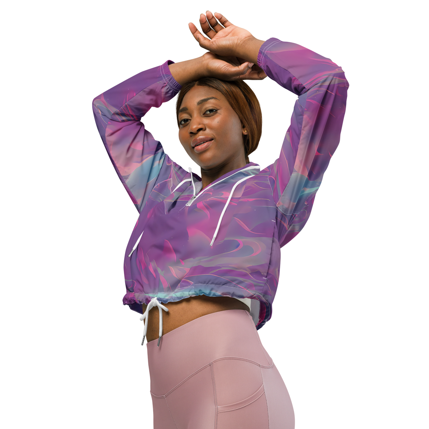 Women's Cropped Windbreaker - Dreamscape Swirl