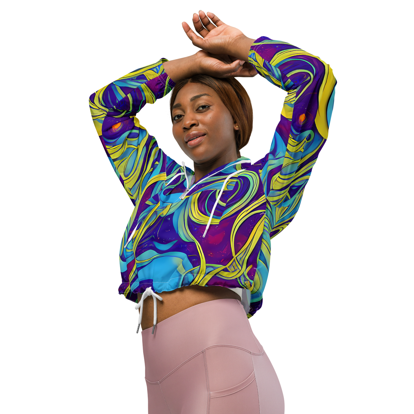Women's Cropped Windbreaker - Stellar Swirls