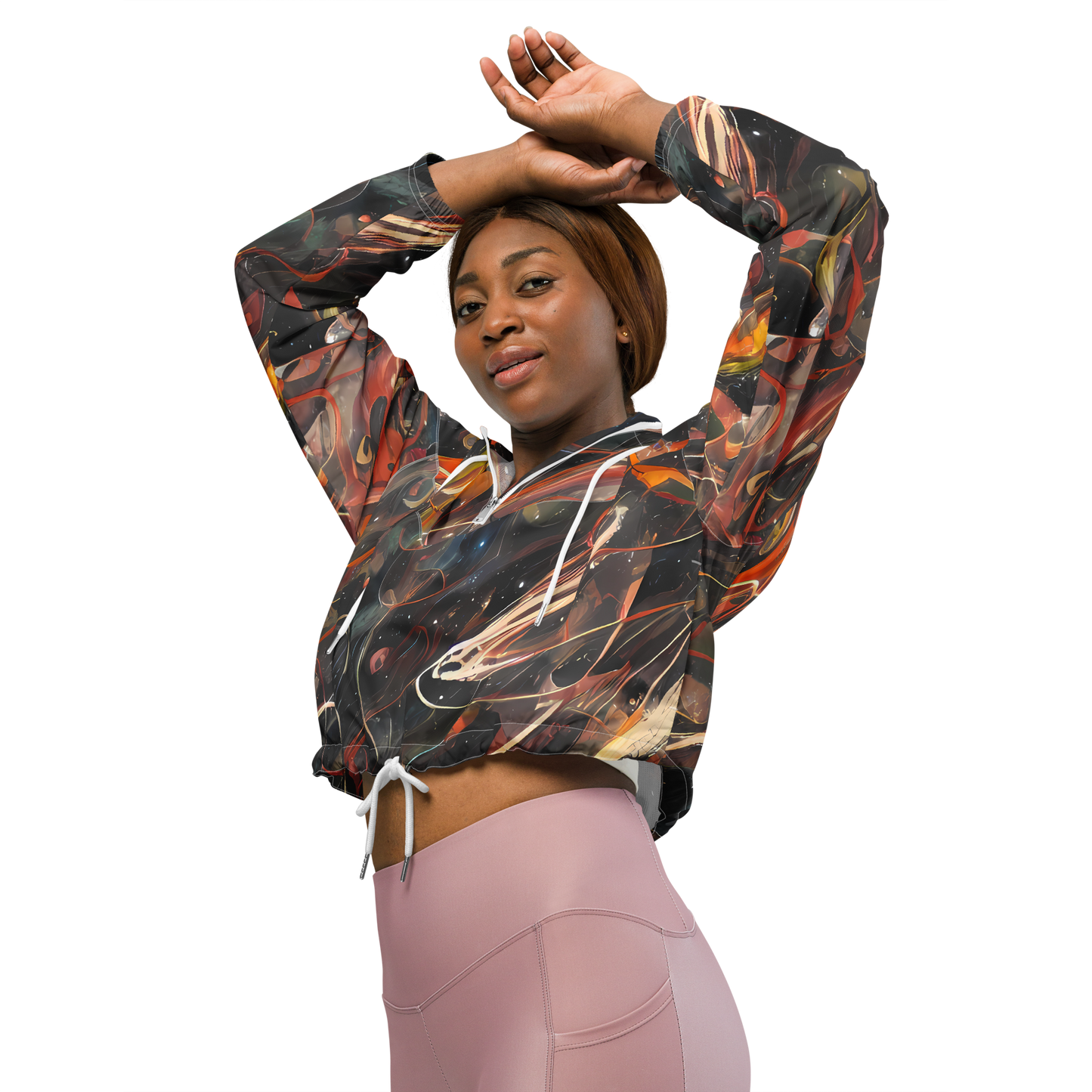 Women's Cropped Windbreaker - Temporal Vortex