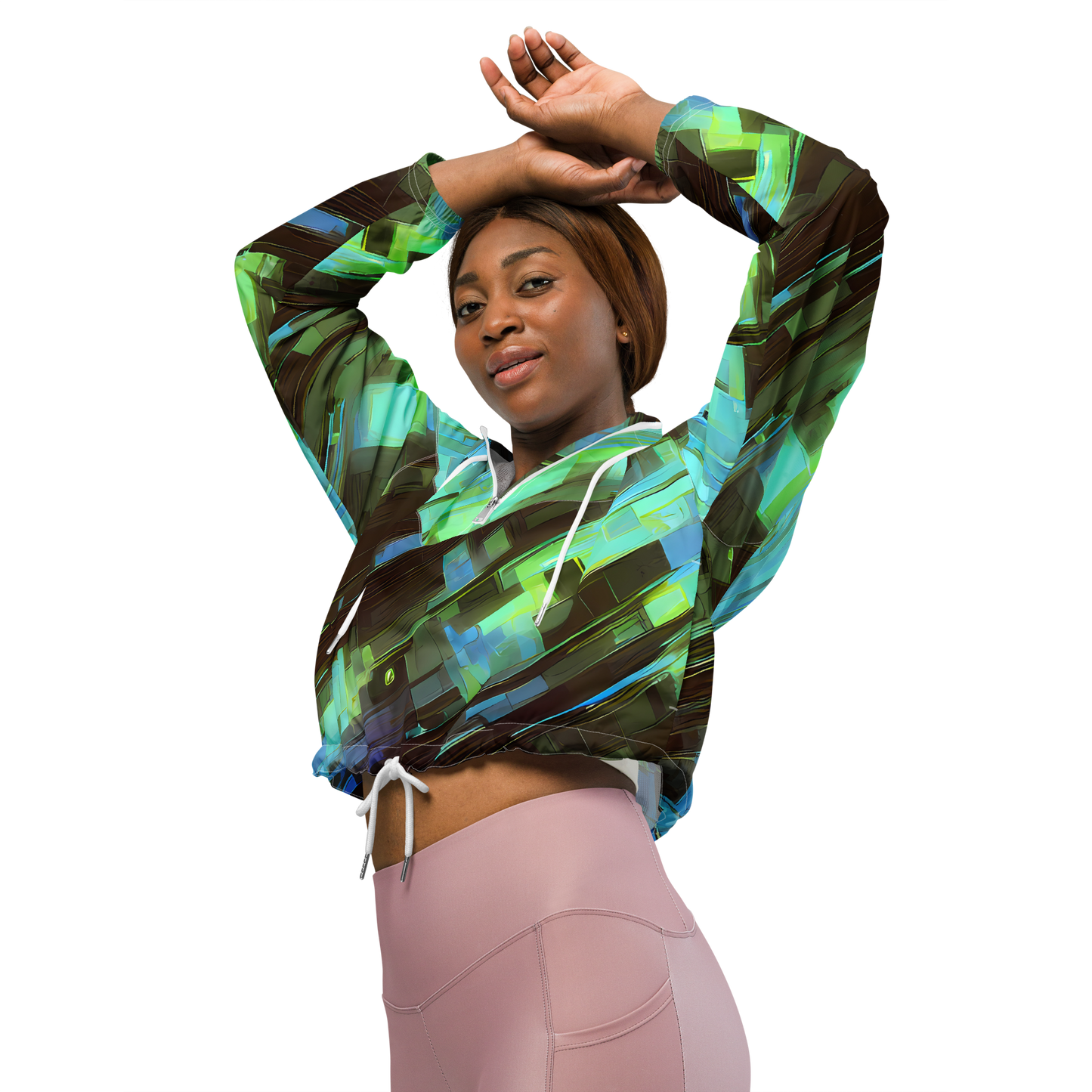 Women's Cropped Windbreaker - Cyber Shard