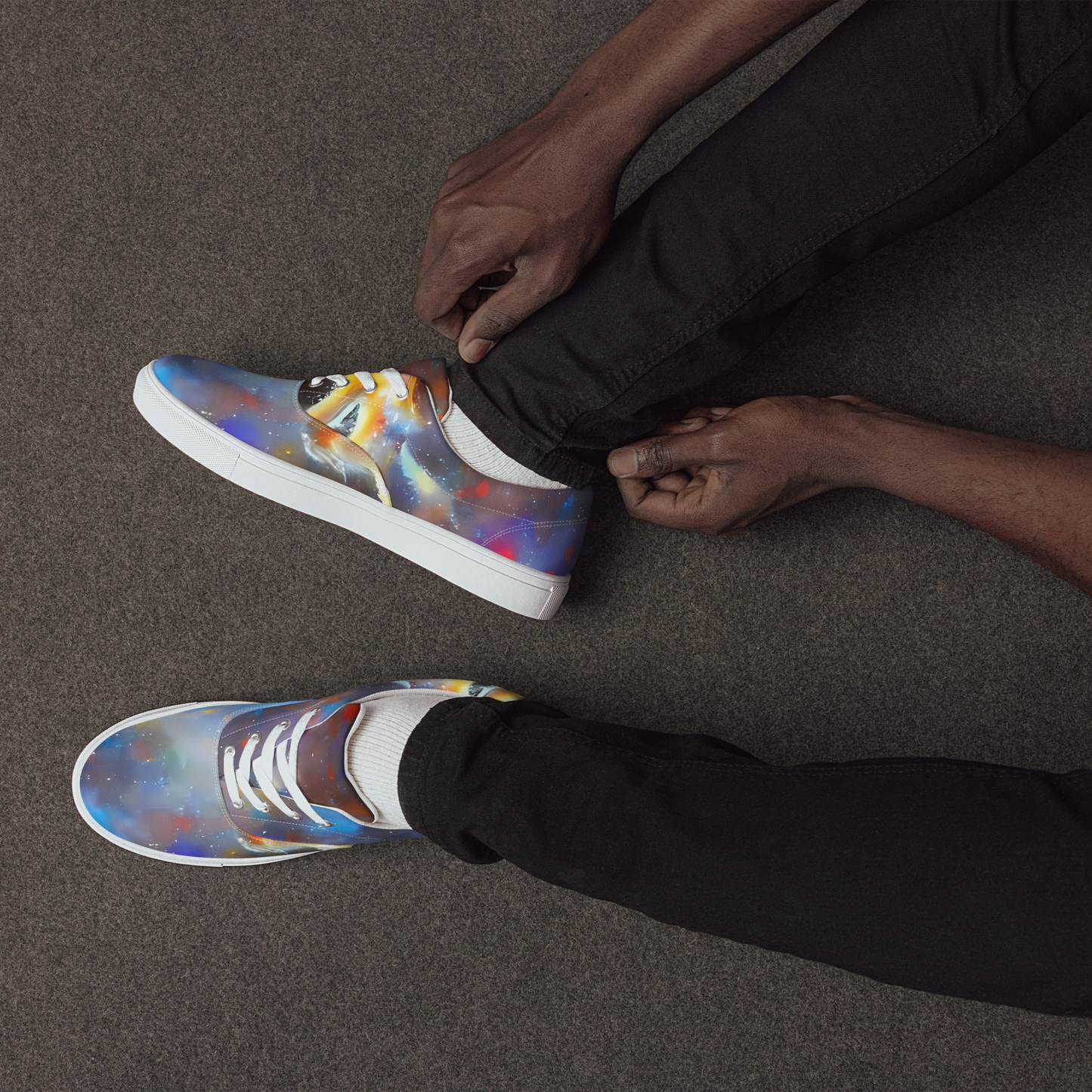 Men's Lace-Up Canvas Shoes - Impressionist Drift