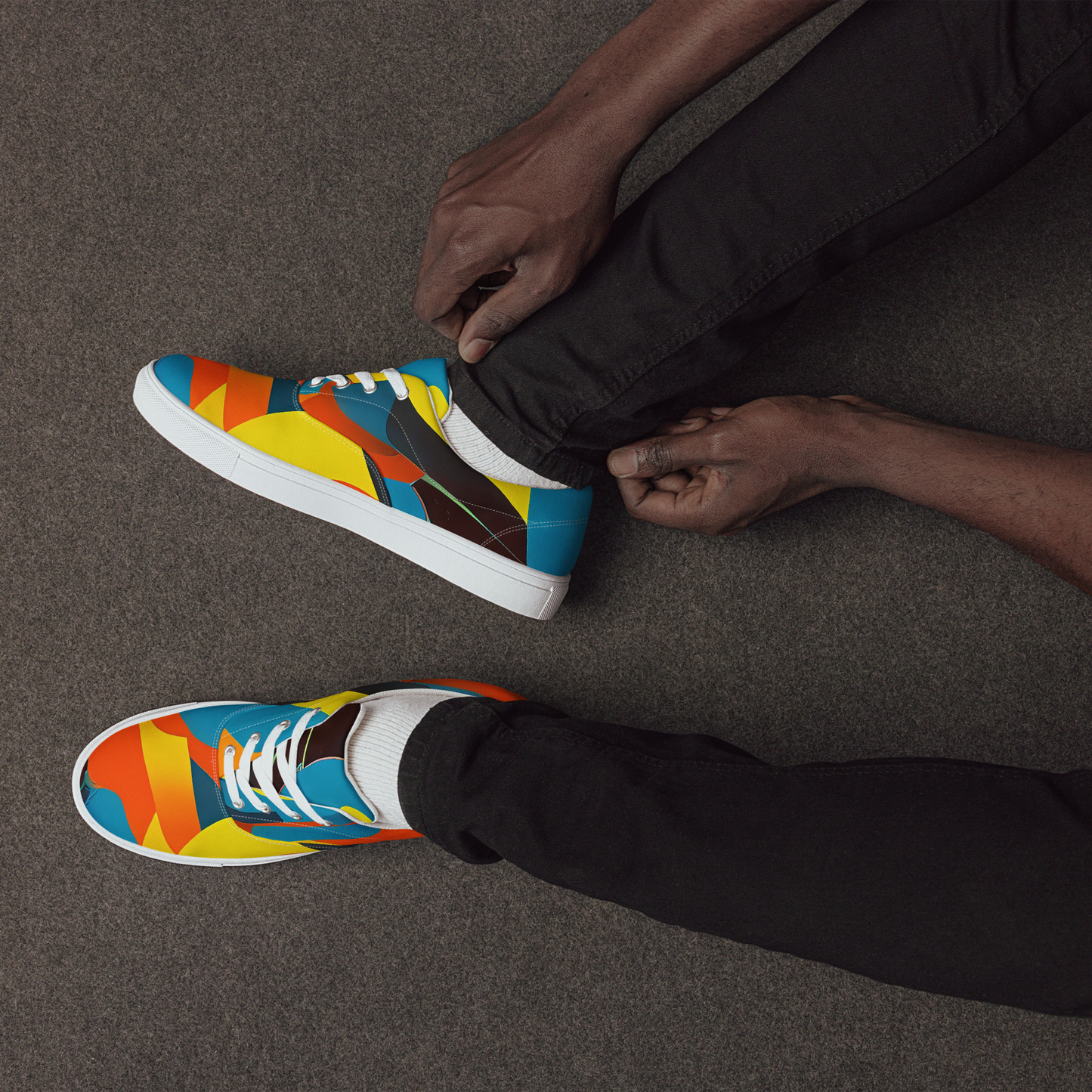 Men's Lace-Up Canvas Shoes - Fragmented Rhapsody