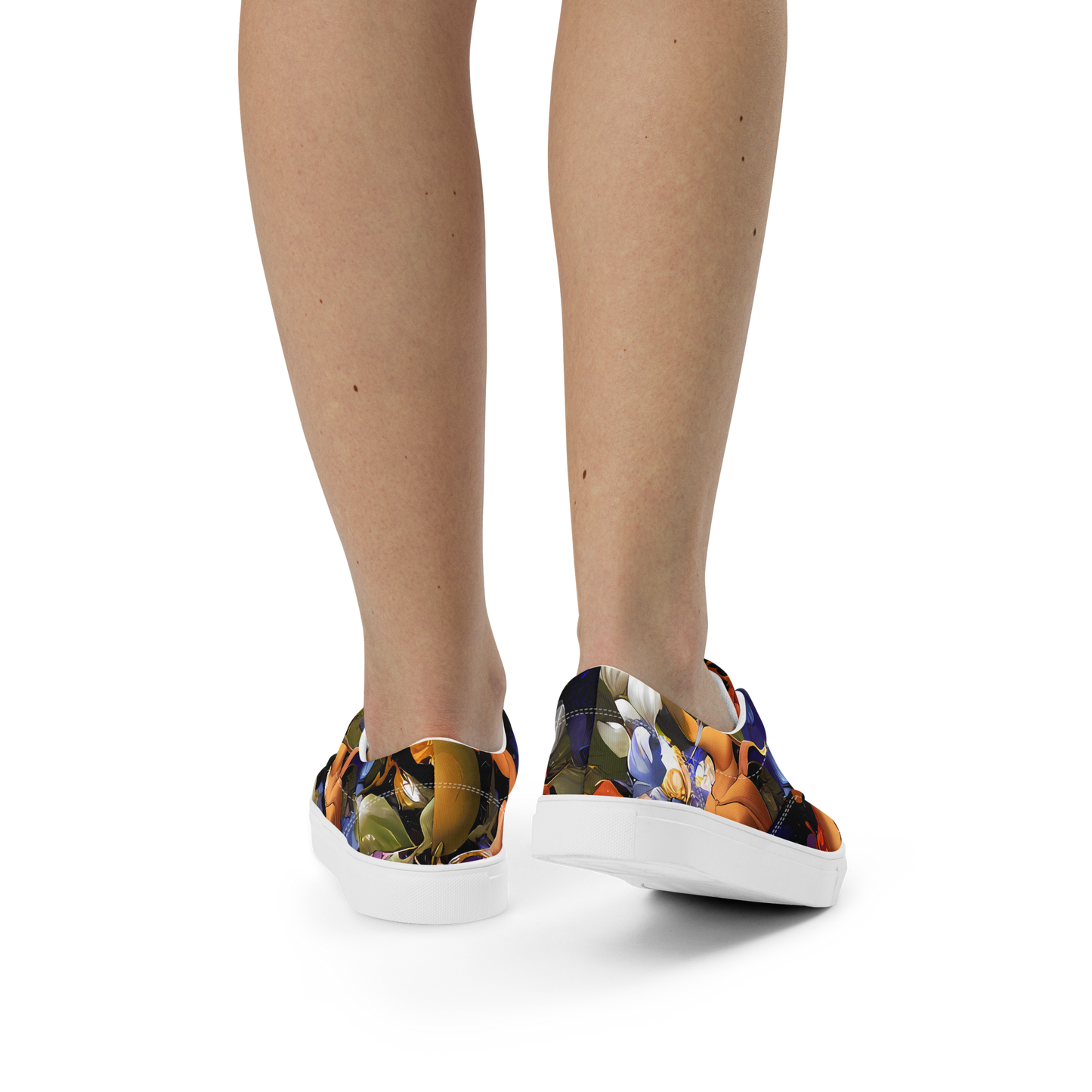 Women's Lace-Up Canvas Shoes - Blooming Cosmos