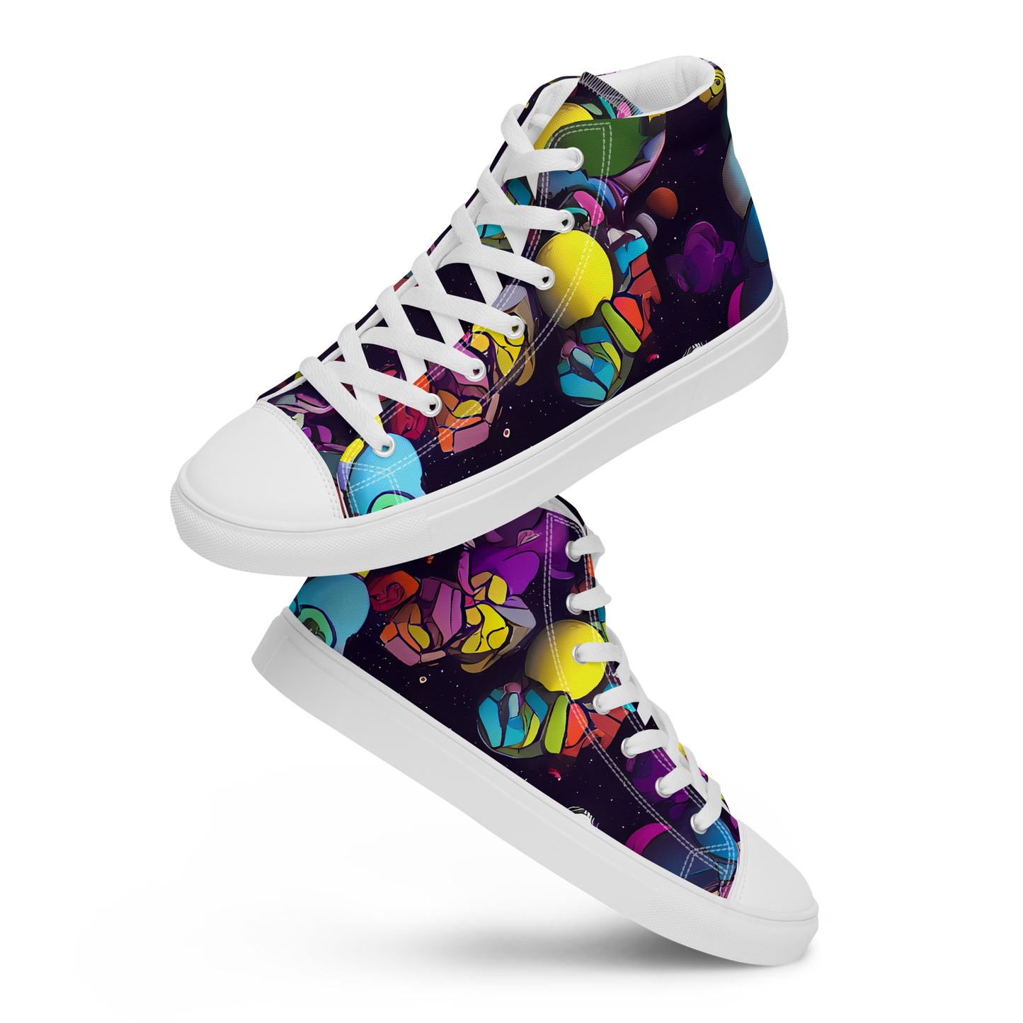 Men's High Top Canvas Shoes - Galactic Playground