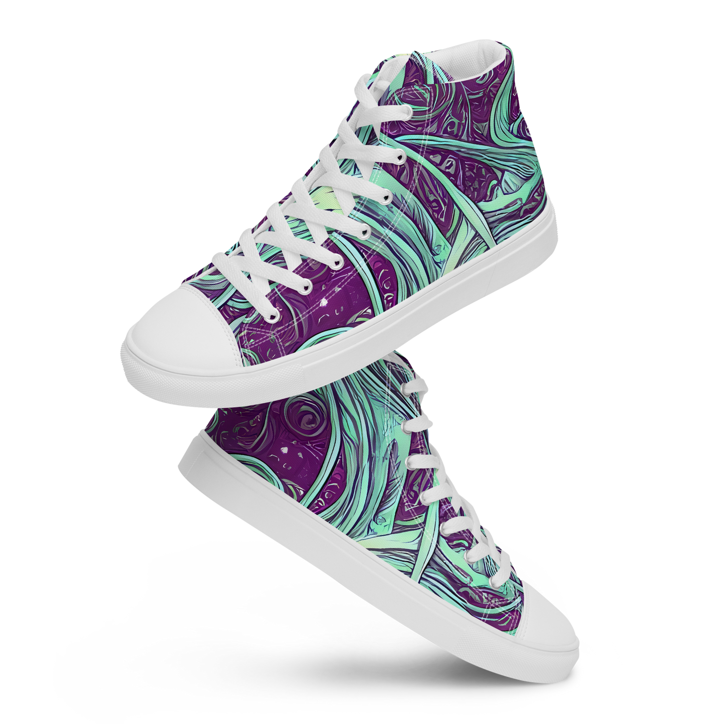 Men's High Top Canvas Shoes - Temple Swirls