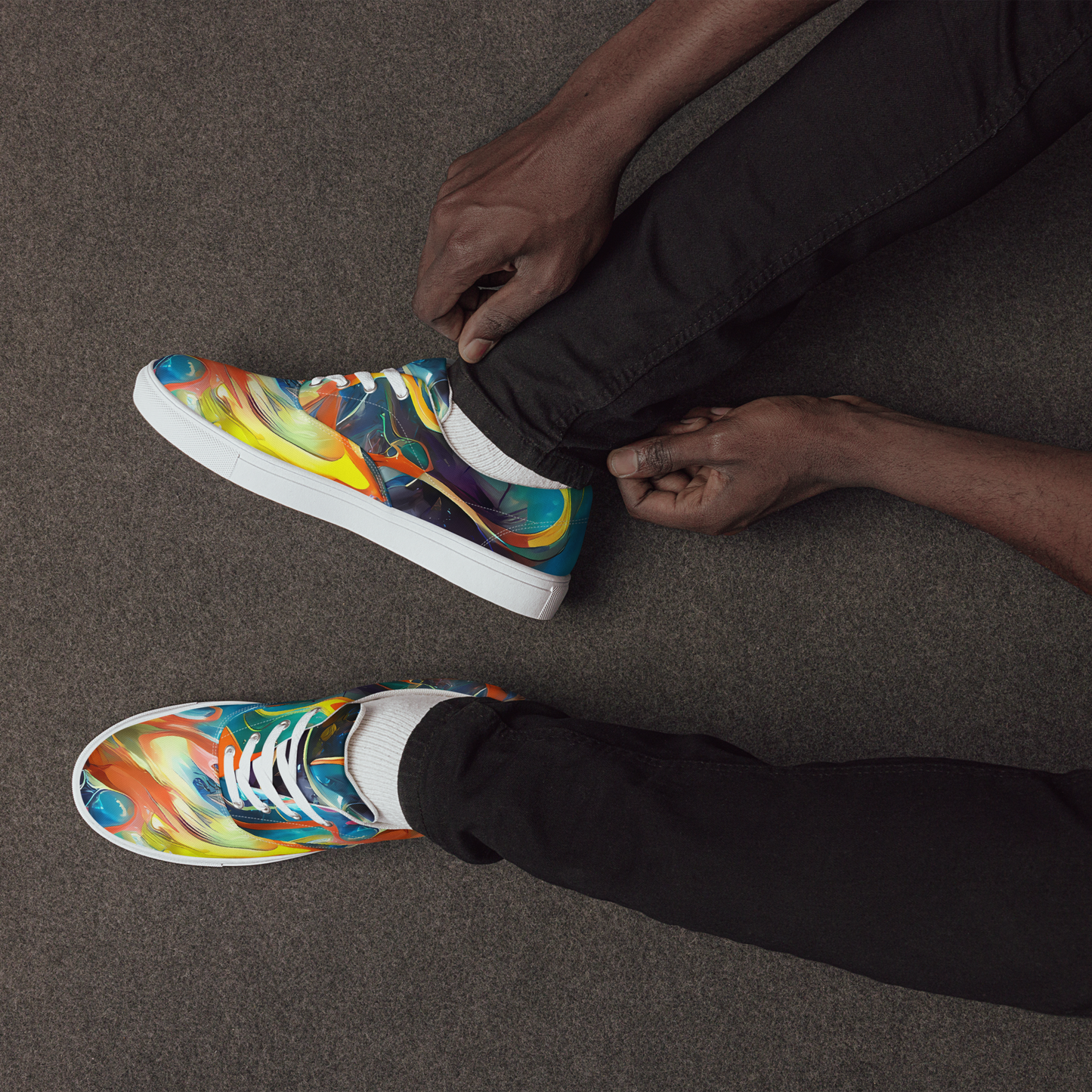 Men's Lace-Up Canvas Shoes - Cecily’S Swirl