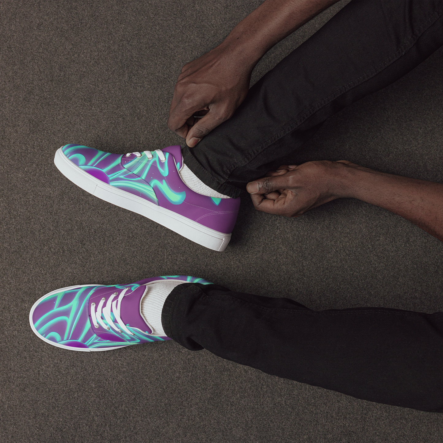 Men's Lace-Up Canvas Shoes - Neon Drift