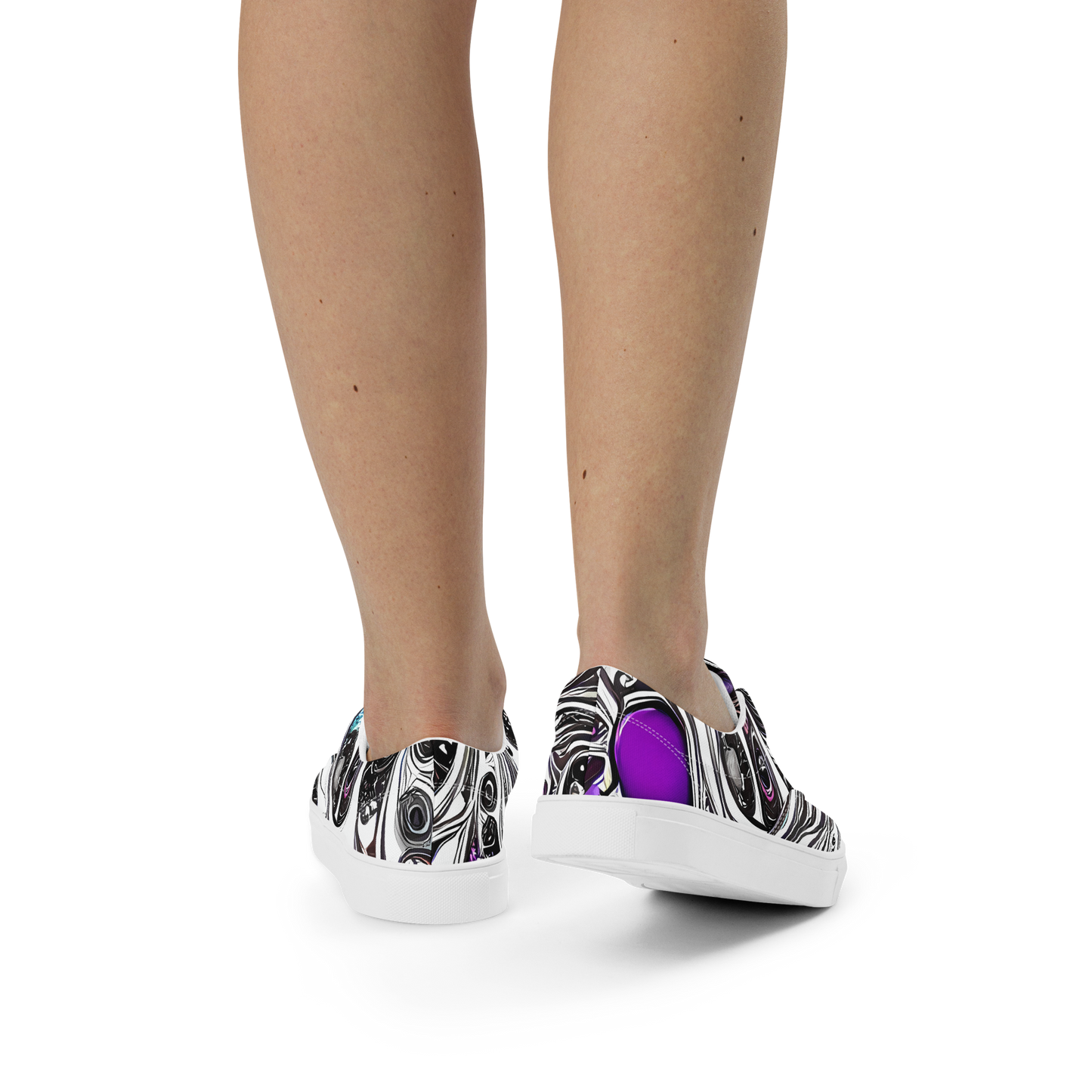 Women's Lace-Up Canvas Shoes - Neo-Noir Waves