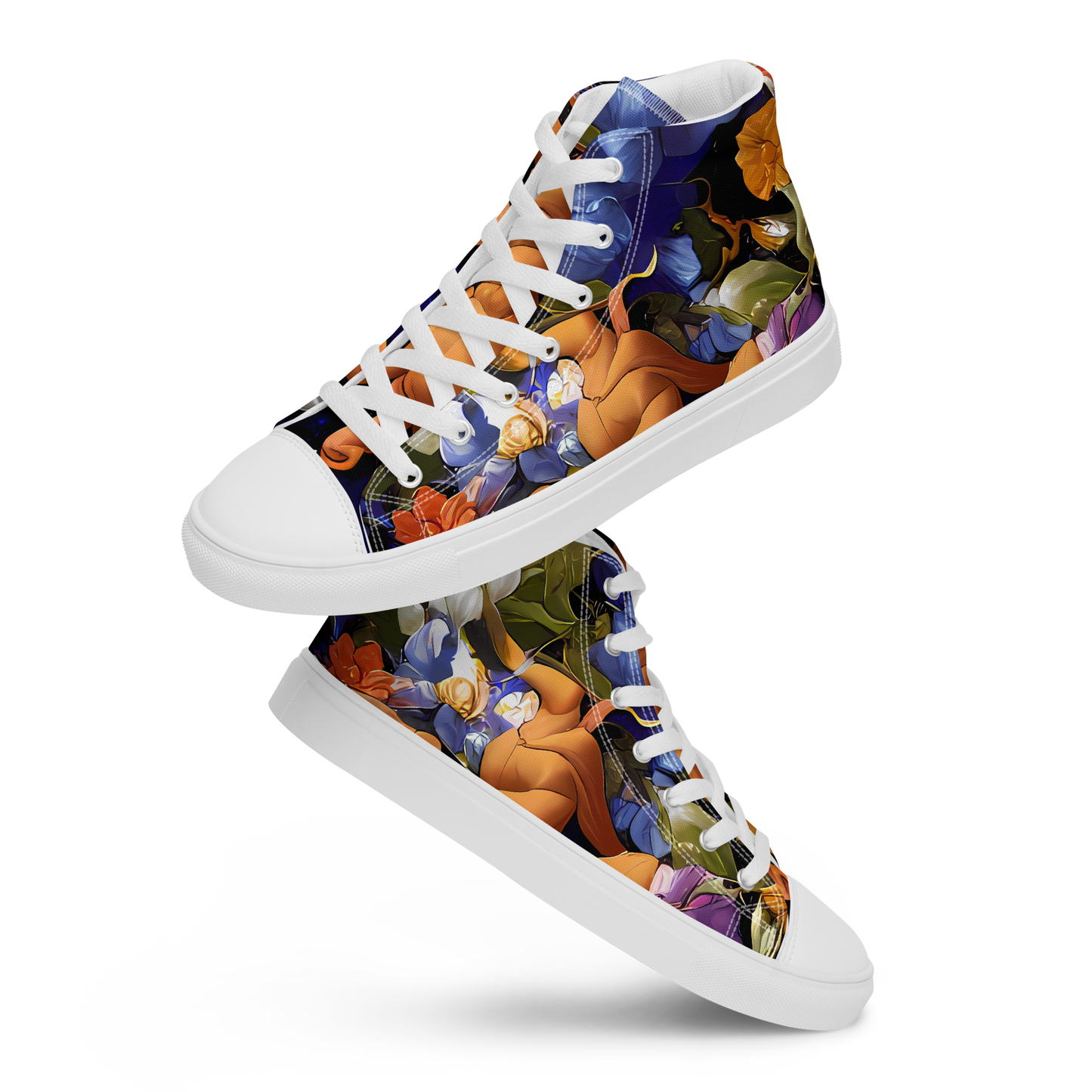 Men's High Top Canvas Shoes - Blooming Cosmos