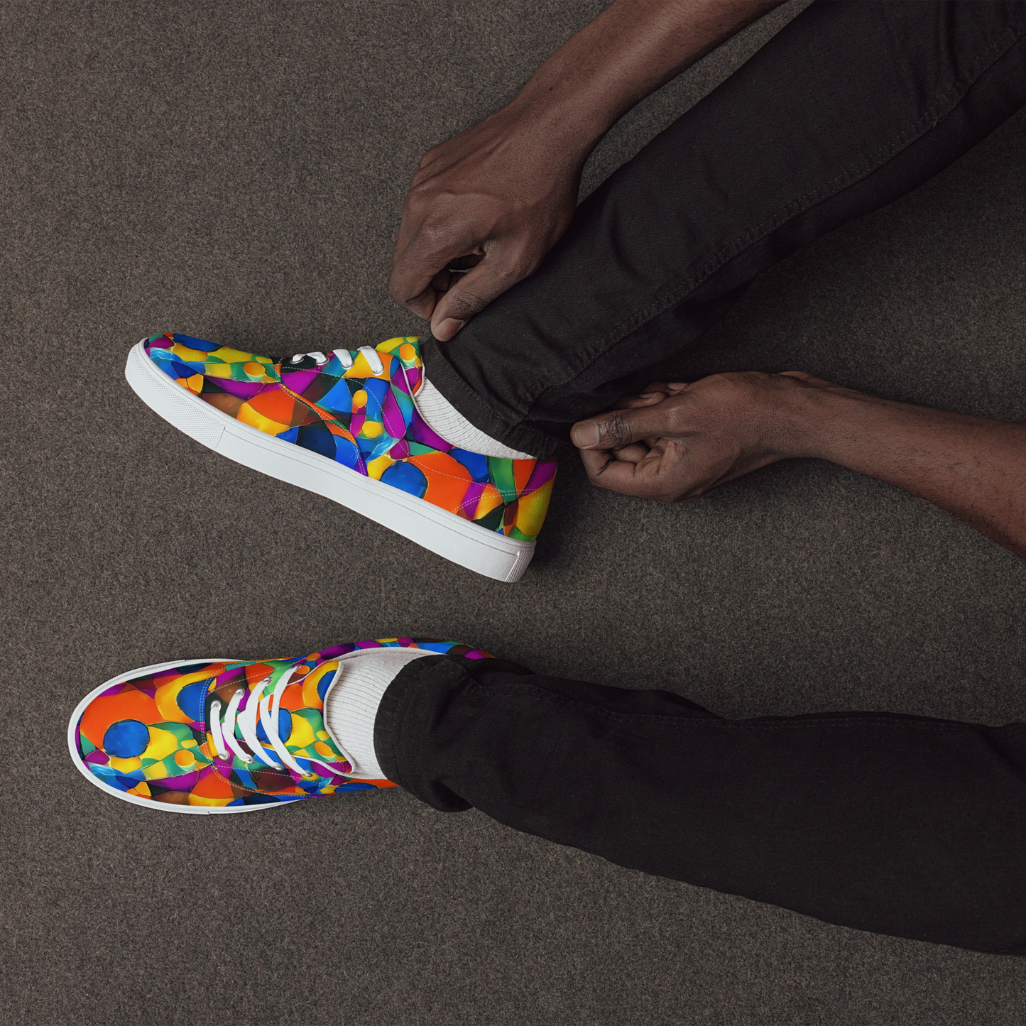 Men's Lace-Up Canvas Shoes - Galactic Jigsaw