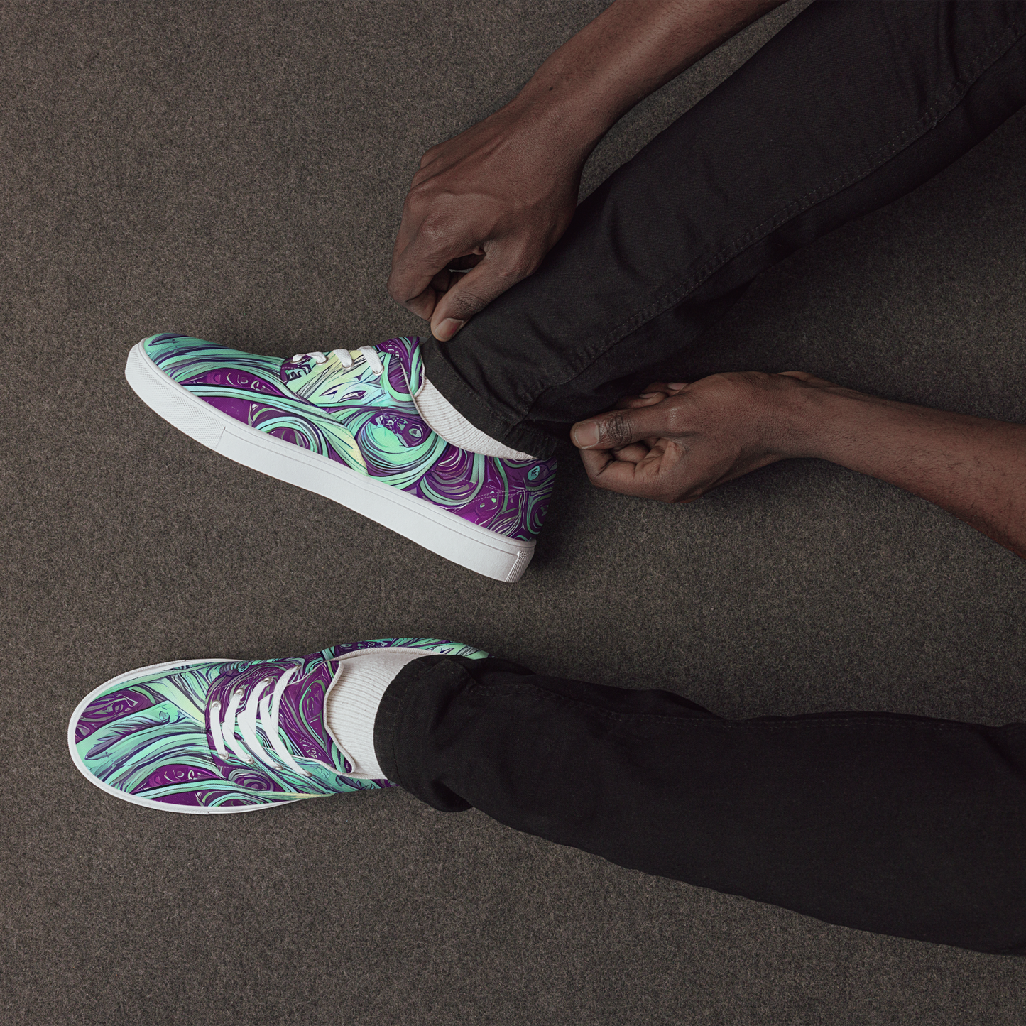 Men's Lace-Up Canvas Shoes - Temple Swirls