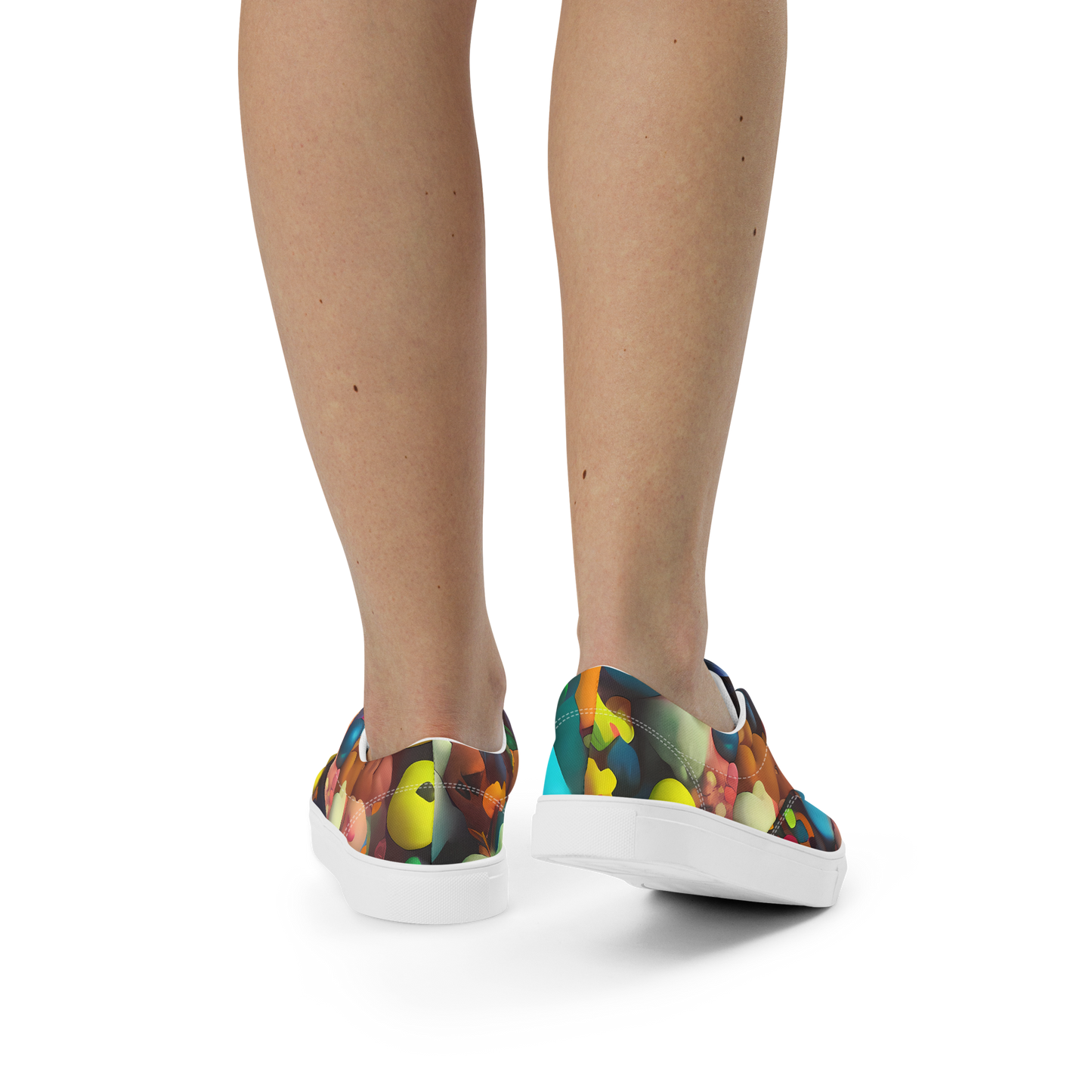 Women's Lace-Up Canvas Shoes - Bubble Pop Art