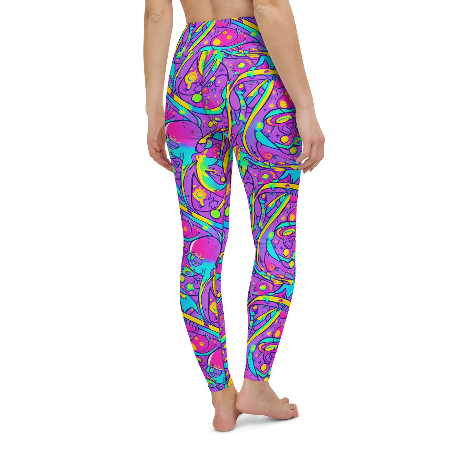 Yoga Leggings - Neon Galaxy Whirl