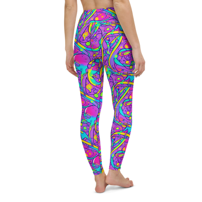 Yoga Leggings - Neon Galaxy Whirl