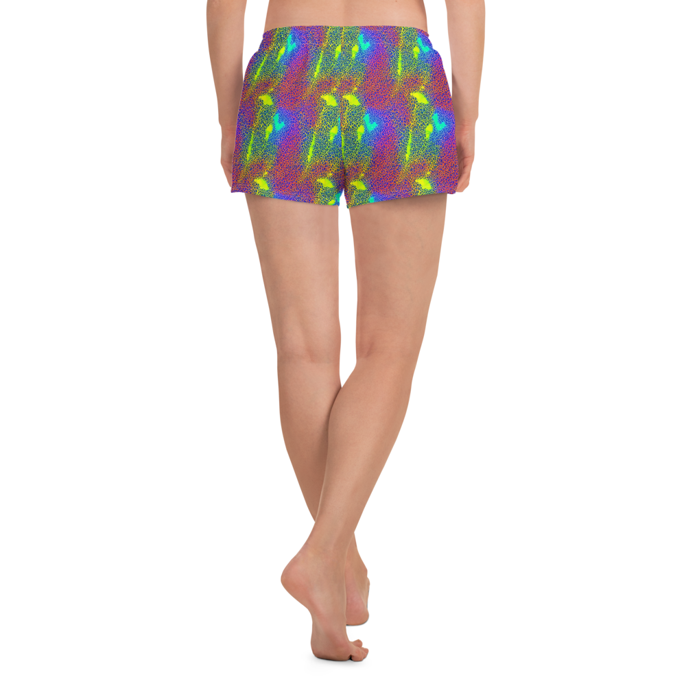 Women’s Athletic Shorts - Prismatic Web