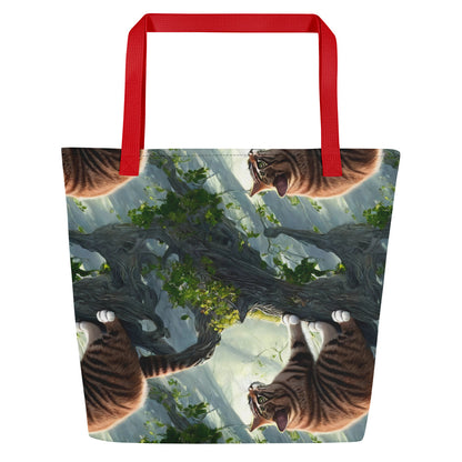 Large Tote Bag w/ Pocket - Whiskered Enigma