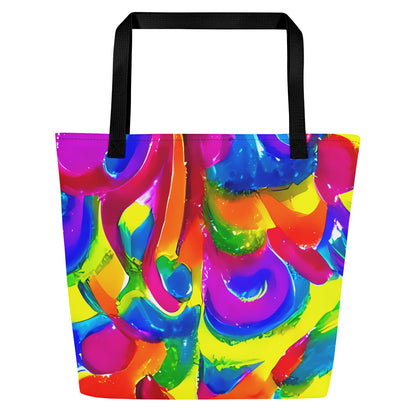 Large Tote Bag w/ Pocket - Psychedelic Splash