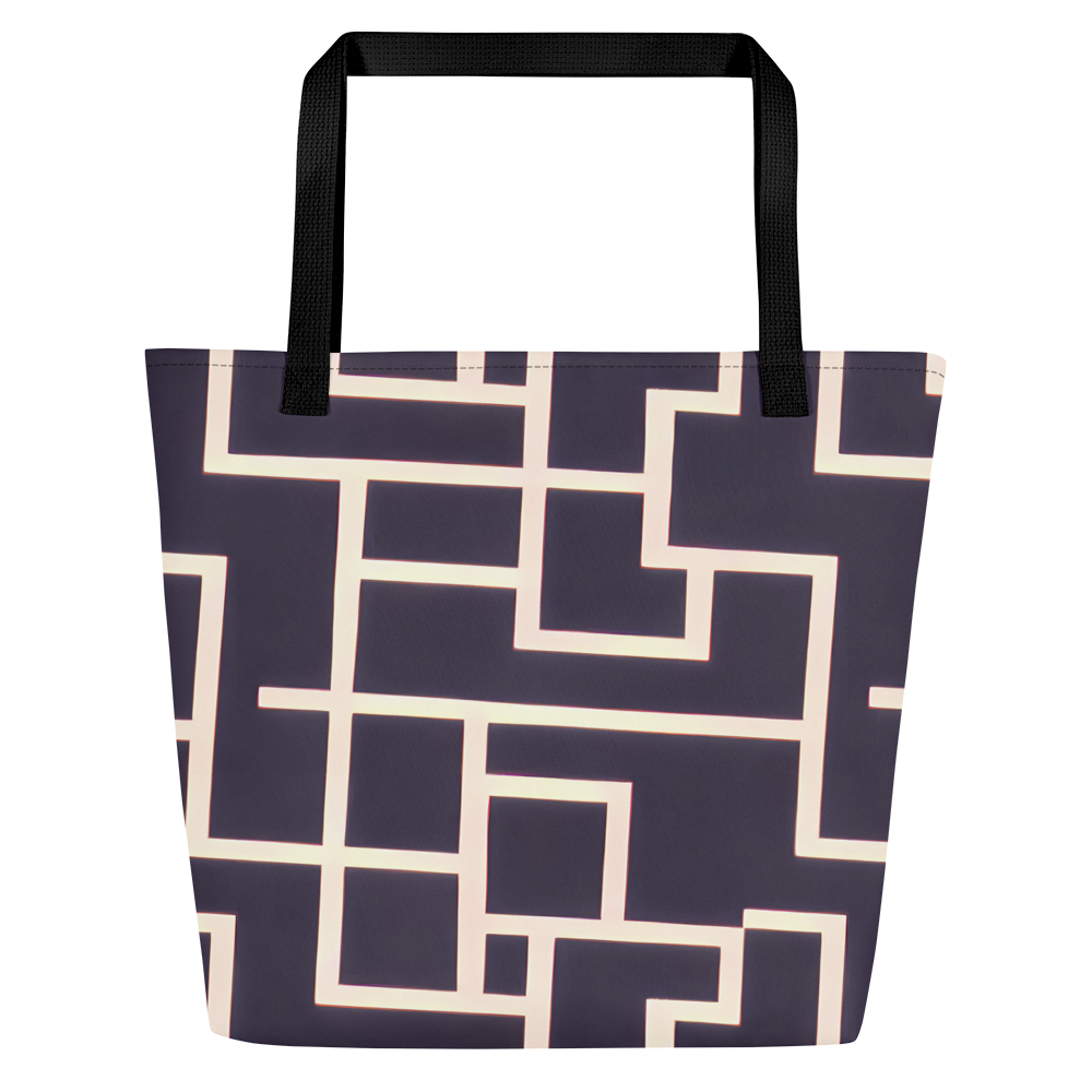 Large Tote Bag w/ Pocket - Gilded Gridlock