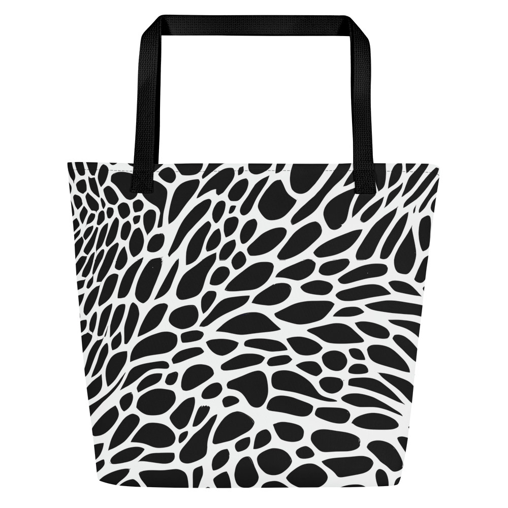Large Tote Bag w/ Pocket - Monochrome Mystique