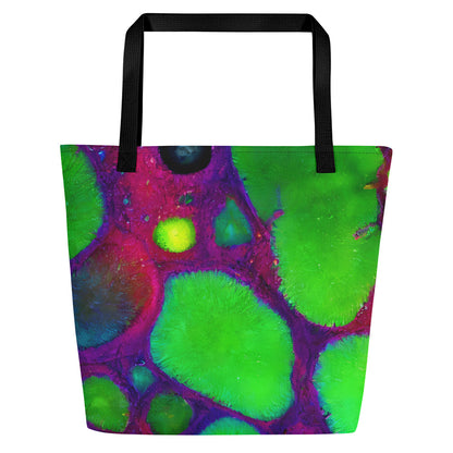 Large Tote Bag w/ Pocket - Acid Raindrops