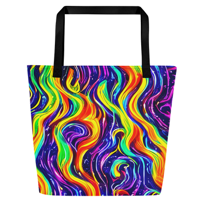 Large Tote Bag w/ Pocket - Galactic Flames