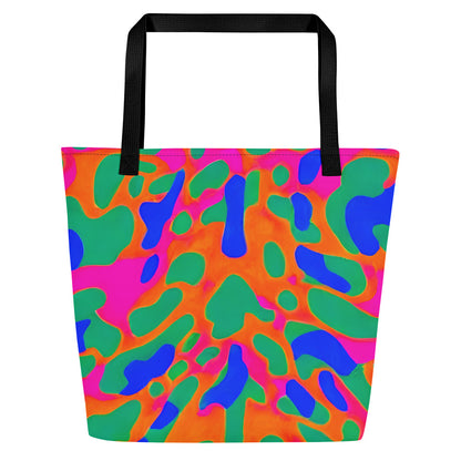 Large Tote Bag w/ Pocket - Fluorescent Camouflage
